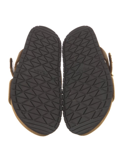 Prada Enameled Metal Triangle Velvet Slides