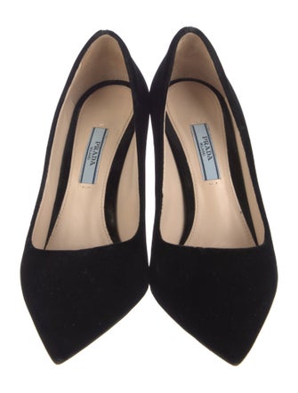Prada Saffiano Leather Velvet Pumps