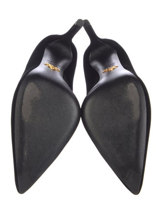 Prada Saffiano Leather Velvet Pumps
