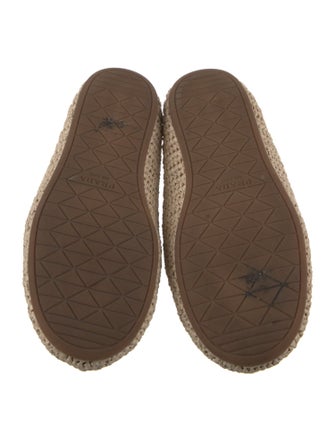 Prada Enameled Metal Triangle Raffia Espadrilles