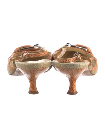 Prada Canvas Colorblock Pattern Slingback Pumps