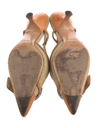 Prada Canvas Colorblock Pattern Slingback Pumps