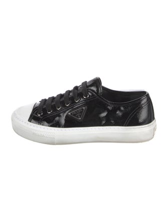 Prada Patent Leather Colorblock Pattern Sneakers