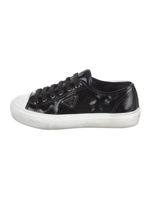 Prada Patent Leather Colorblock Pattern Sneakers