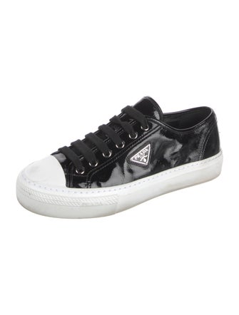 Prada Patent Leather Colorblock Pattern Sneakers