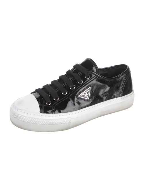 Prada Patent Leather Colorblock Pattern Sneakers