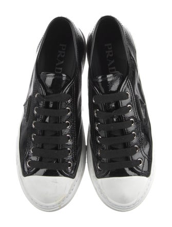 Prada Patent Leather Colorblock Pattern Sneakers