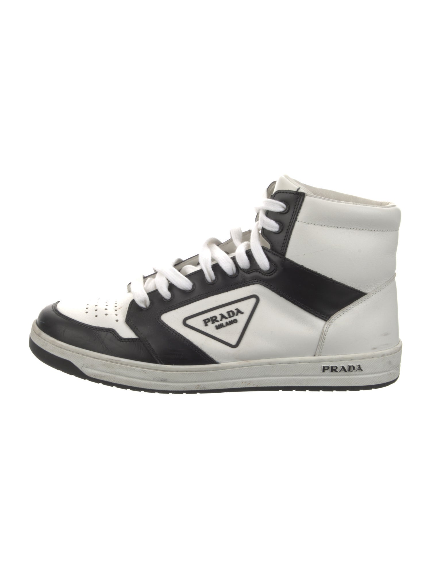 Prada Leather Colorblock Pattern Sneakers