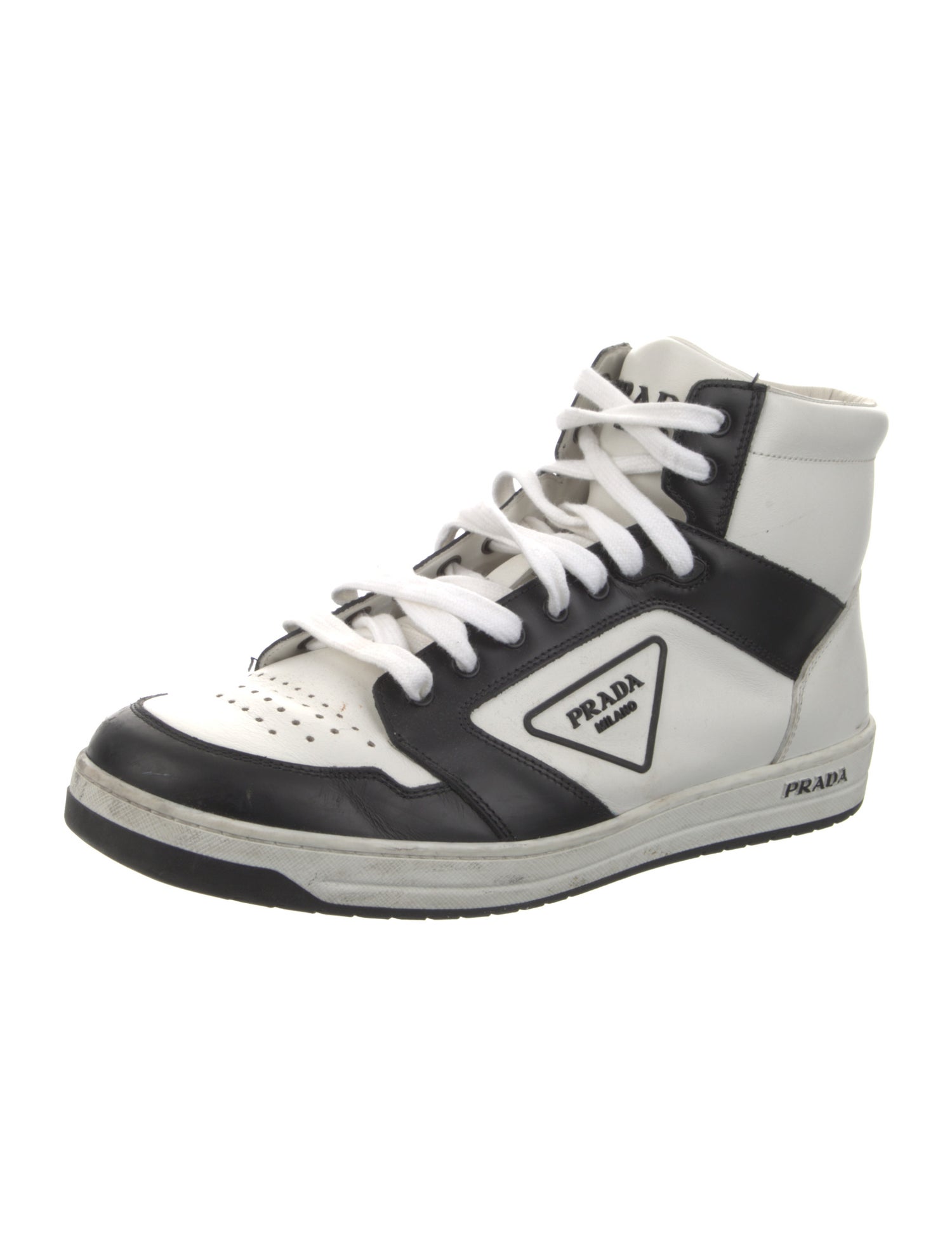 Prada Leather Colorblock Pattern Sneakers