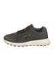 Prada Enameled Metal Triangle Suede Athletic Sneakers