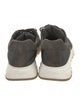 Prada Enameled Metal Triangle Suede Athletic Sneakers