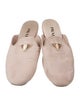 Prada Enameled Metal Triangle Velvet Mules