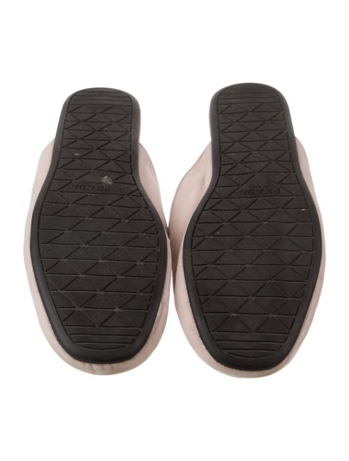 Prada Enameled Metal Triangle Velvet Mules