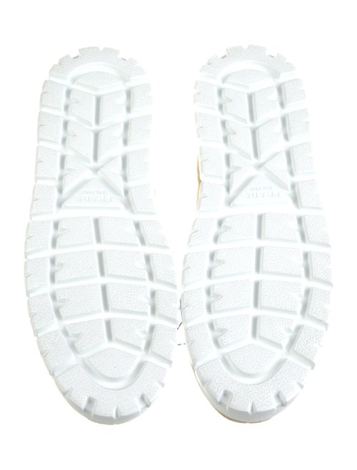 Prada Enameled Metal Triangle Suede Loafers