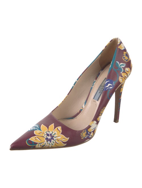 Prada Leather Floral Print Pumps