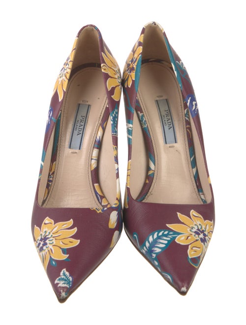 Prada Leather Floral Print Pumps