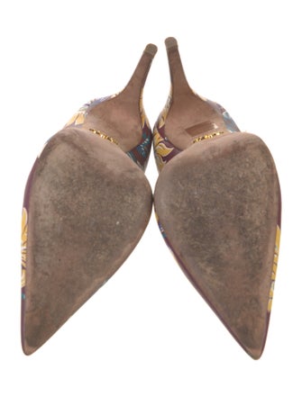 Prada Leather Floral Print Pumps