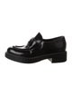 Prada Enameled Metal Triangle Patent Leather Loafers