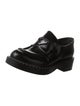 Prada Enameled Metal Triangle Patent Leather Loafers