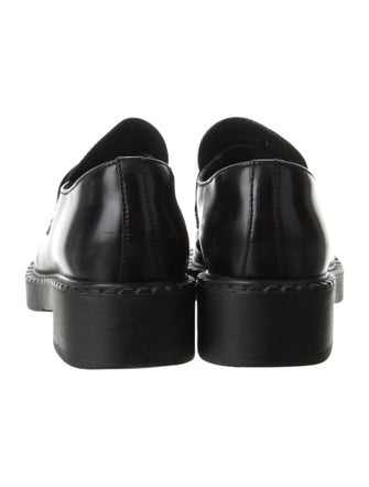 Prada Enameled Metal Triangle Patent Leather Loafers