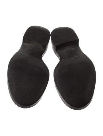 Prada Enameled Metal Triangle Patent Leather Loafers