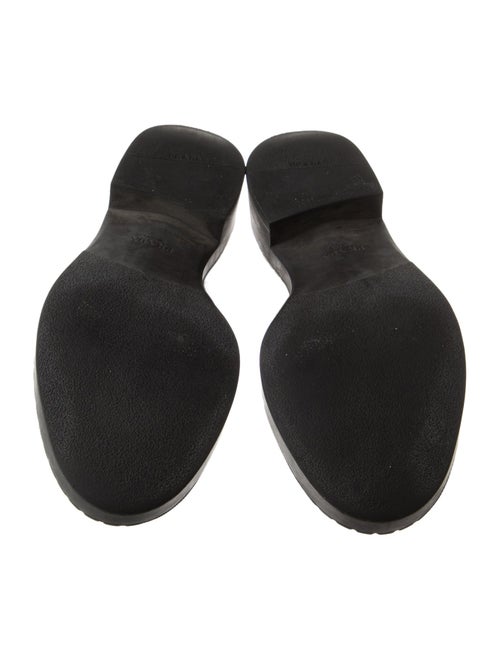 Prada Enameled Metal Triangle Patent Leather Loafers