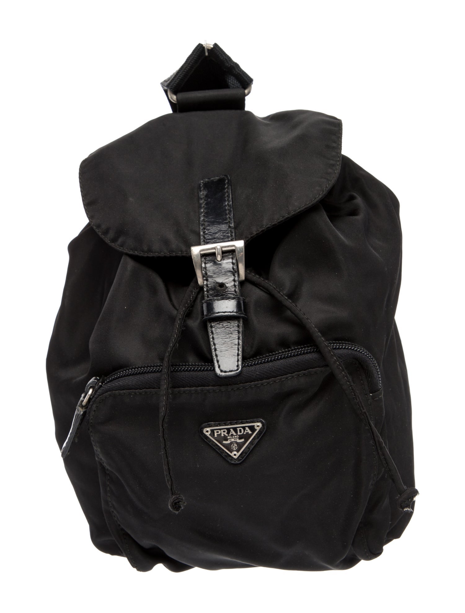 Prada Enameled Metal Triangle Backpack