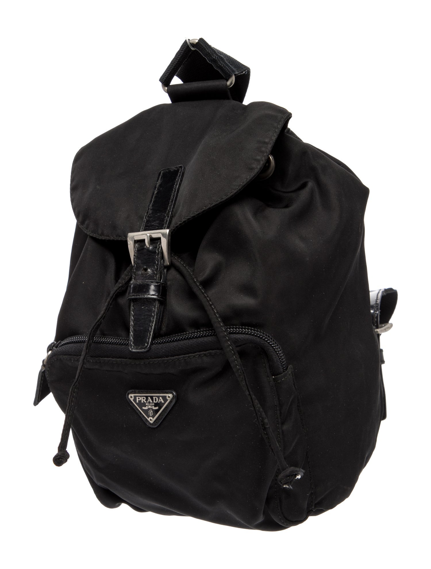 Prada Enameled Metal Triangle Backpack