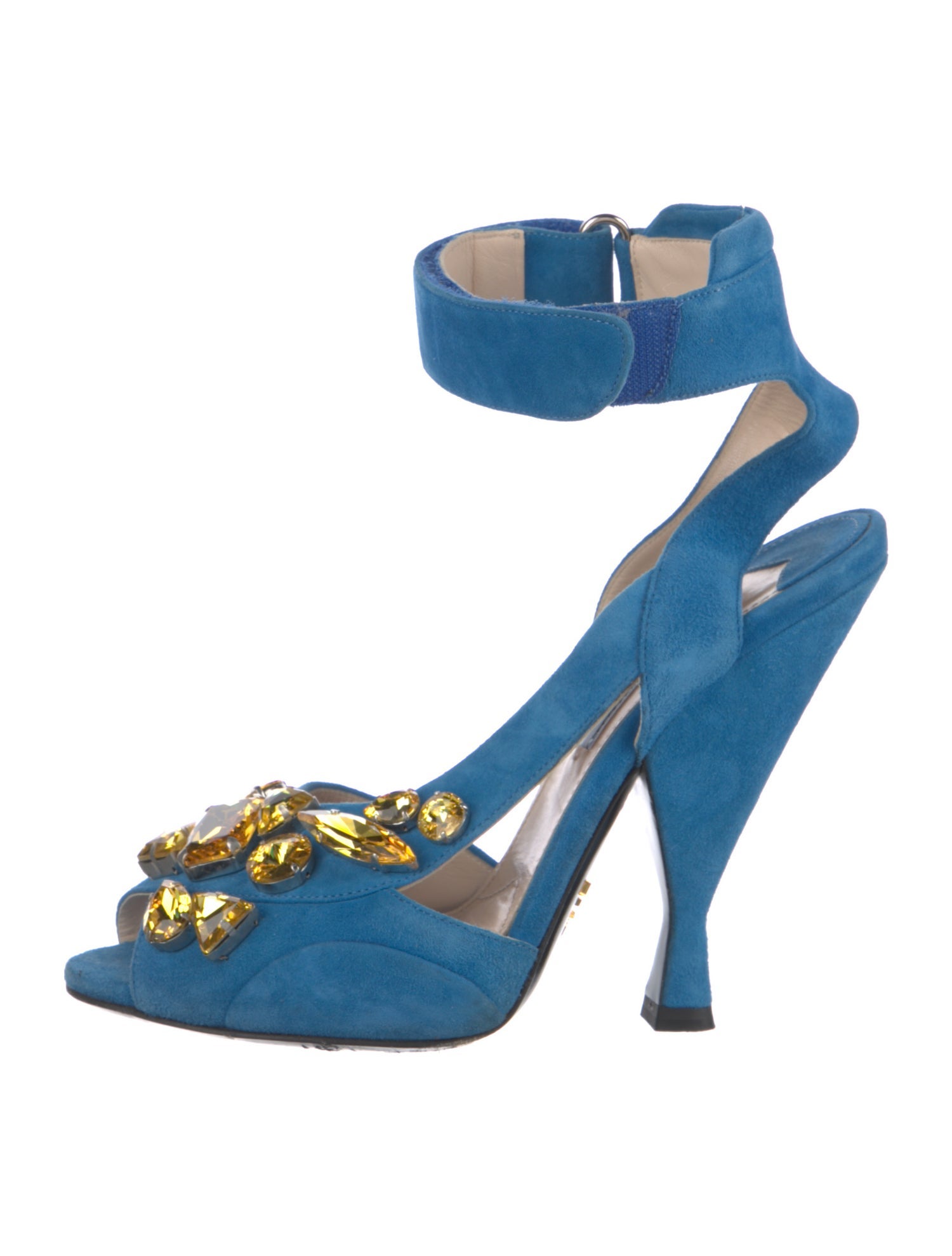 Prada Suede Crystal Embellishments Sandals