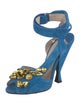 Prada Suede Crystal Embellishments Sandals