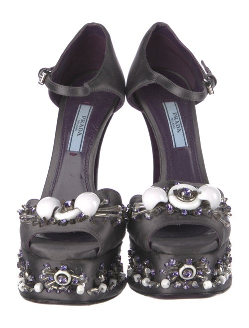 Prada Satin Beaded Accents D'Orsay Pumps