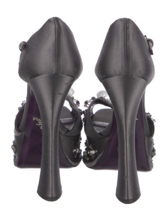 Prada Satin Beaded Accents D'Orsay Pumps