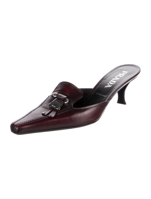Prada Leather Fringe Trim Accent Mules