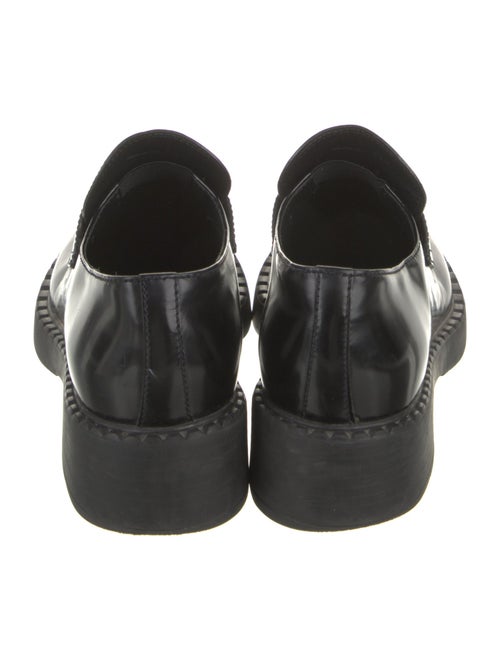 Prada Enameled Metal Triangle Leather Oxfords