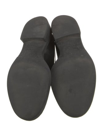 Prada Enameled Metal Triangle Leather Oxfords