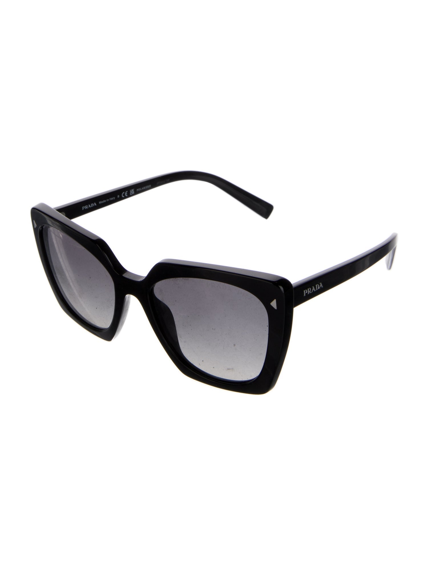 Prada Enameled Metal Triangle Oversize Sunglasses