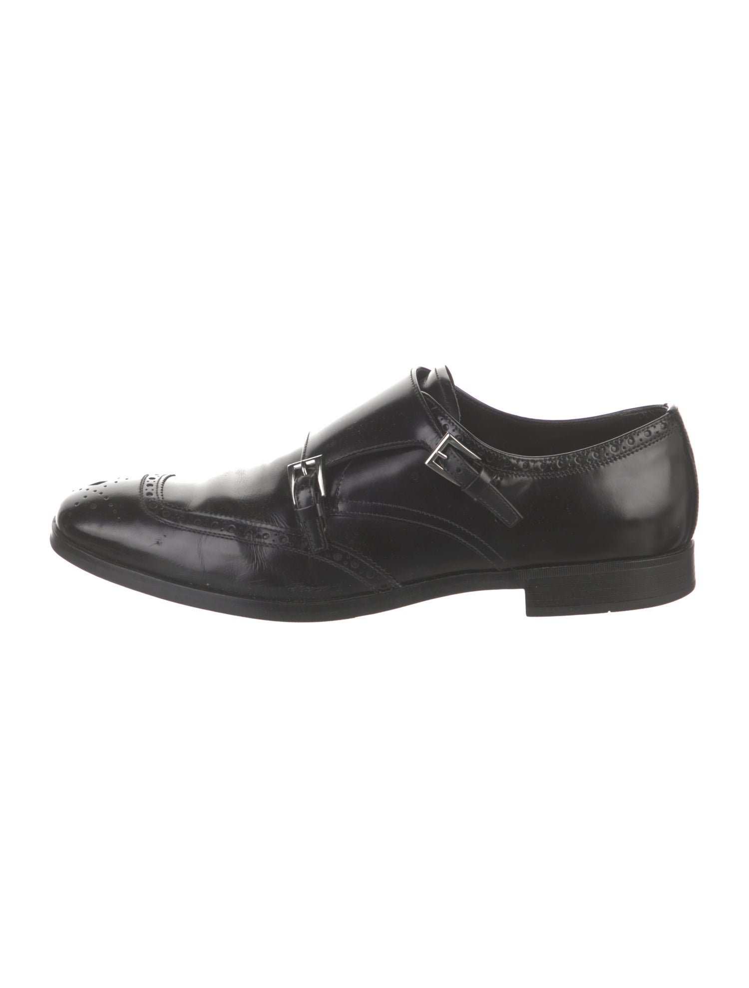 Prada Leather Lasercut Accents Monk Straps