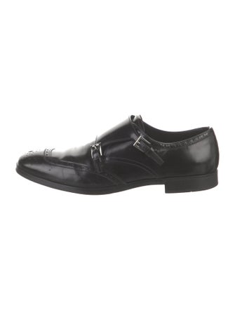 Prada Leather Lasercut Accents Monk Straps