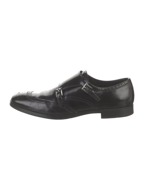 Prada Leather Lasercut Accents Monk Straps