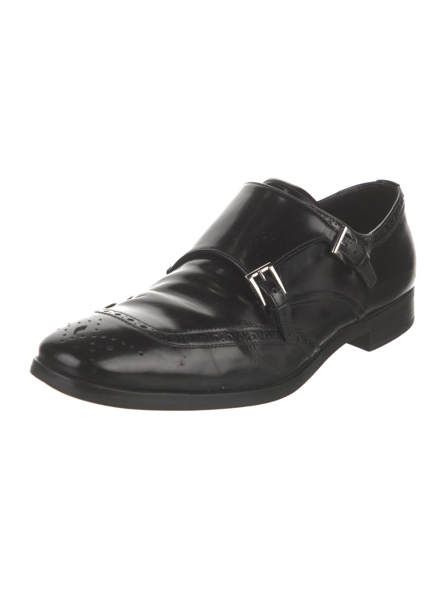 Prada Leather Lasercut Accents Monk Straps