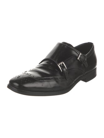 Prada Leather Lasercut Accents Monk Straps