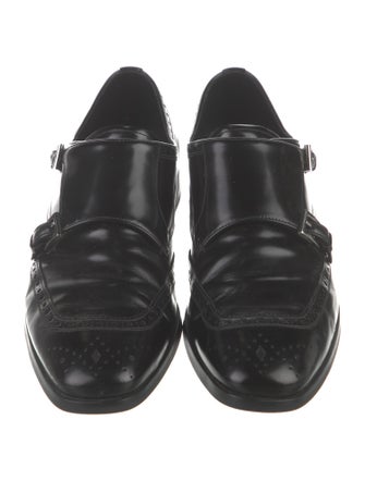 Prada Leather Lasercut Accents Monk Straps