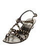 Prada Patent Leather Studded Accents T-Strap Sandals