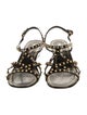 Prada Patent Leather Studded Accents T-Strap Sandals