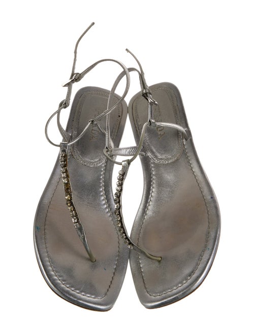 Prada Leather T-Strap Sandals