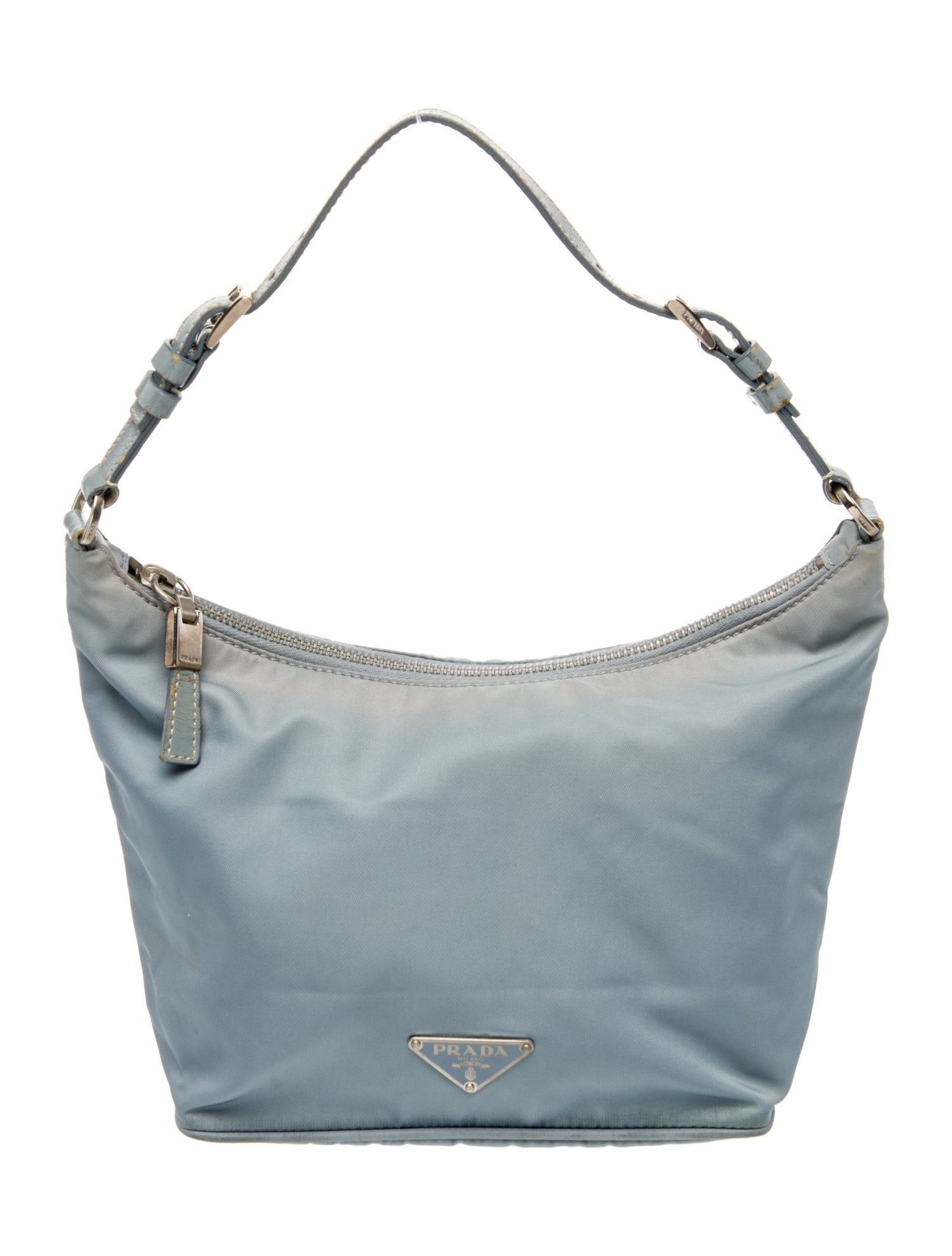 Prada Enameled Metal Triangle Top Handle Bag