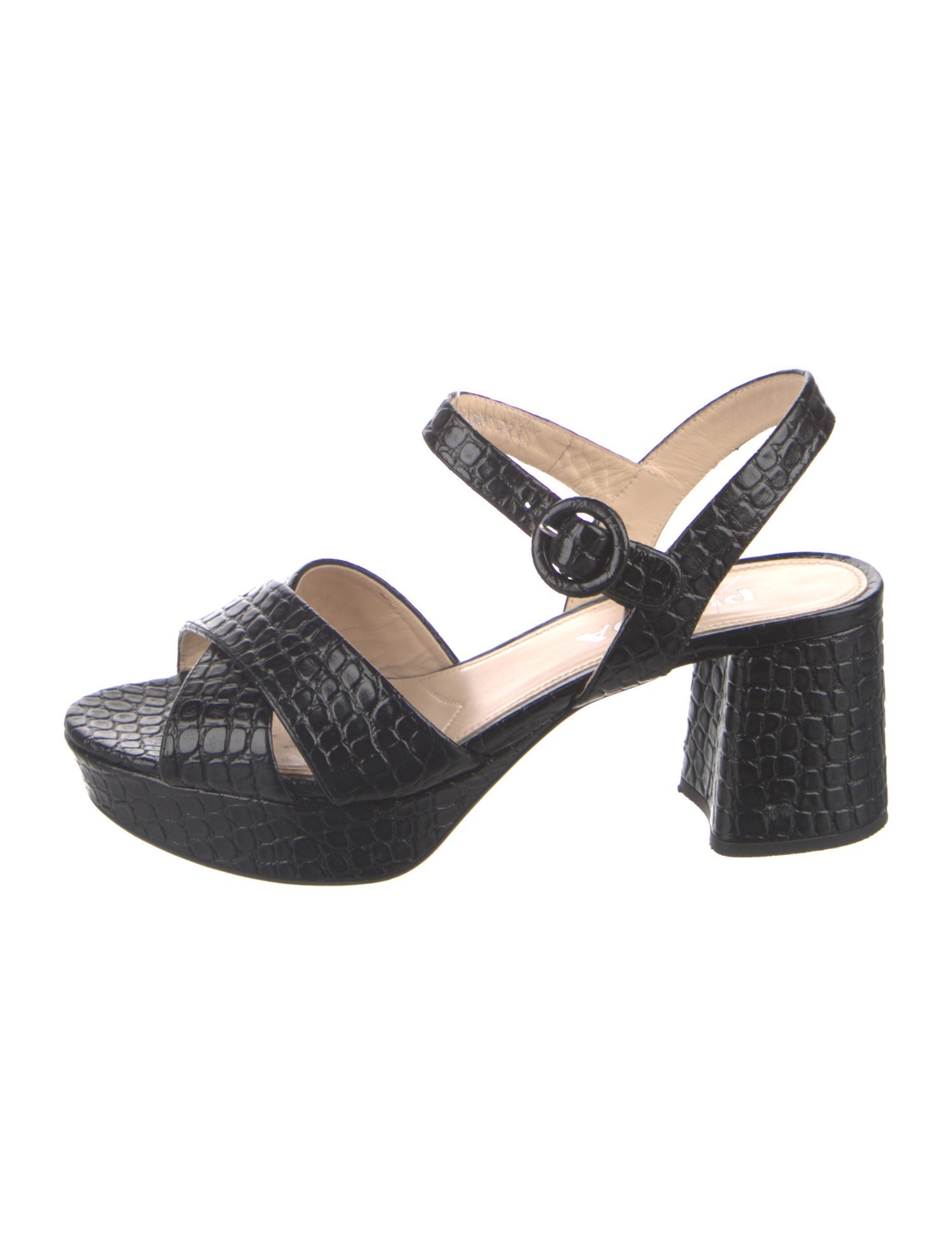 Prada Embossed Leather Animal Print Slingback Sandals