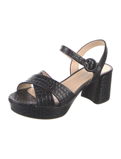 Prada Embossed Leather Animal Print Slingback Sandals