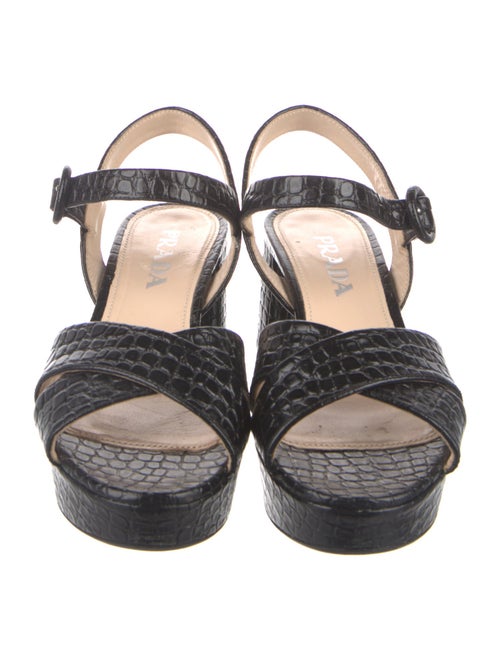 Prada Embossed Leather Animal Print Slingback Sandals