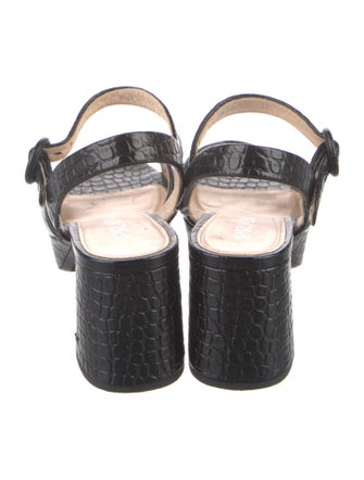 Prada Embossed Leather Animal Print Slingback Sandals